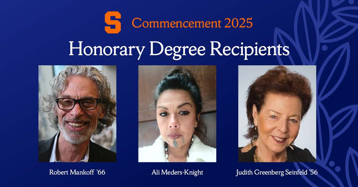 Headshot of Robert Mankoff '66, Ali Meders-Knight and Judith Greenberg Seinfeld '56